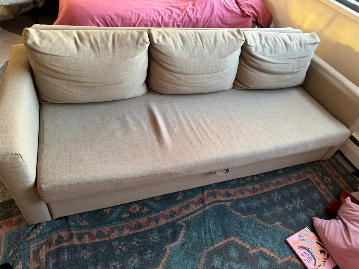 NEED GONE ASAP! IKEA FRIHETEN Sofa Bed - Hyllestad Beige image indicator(2)