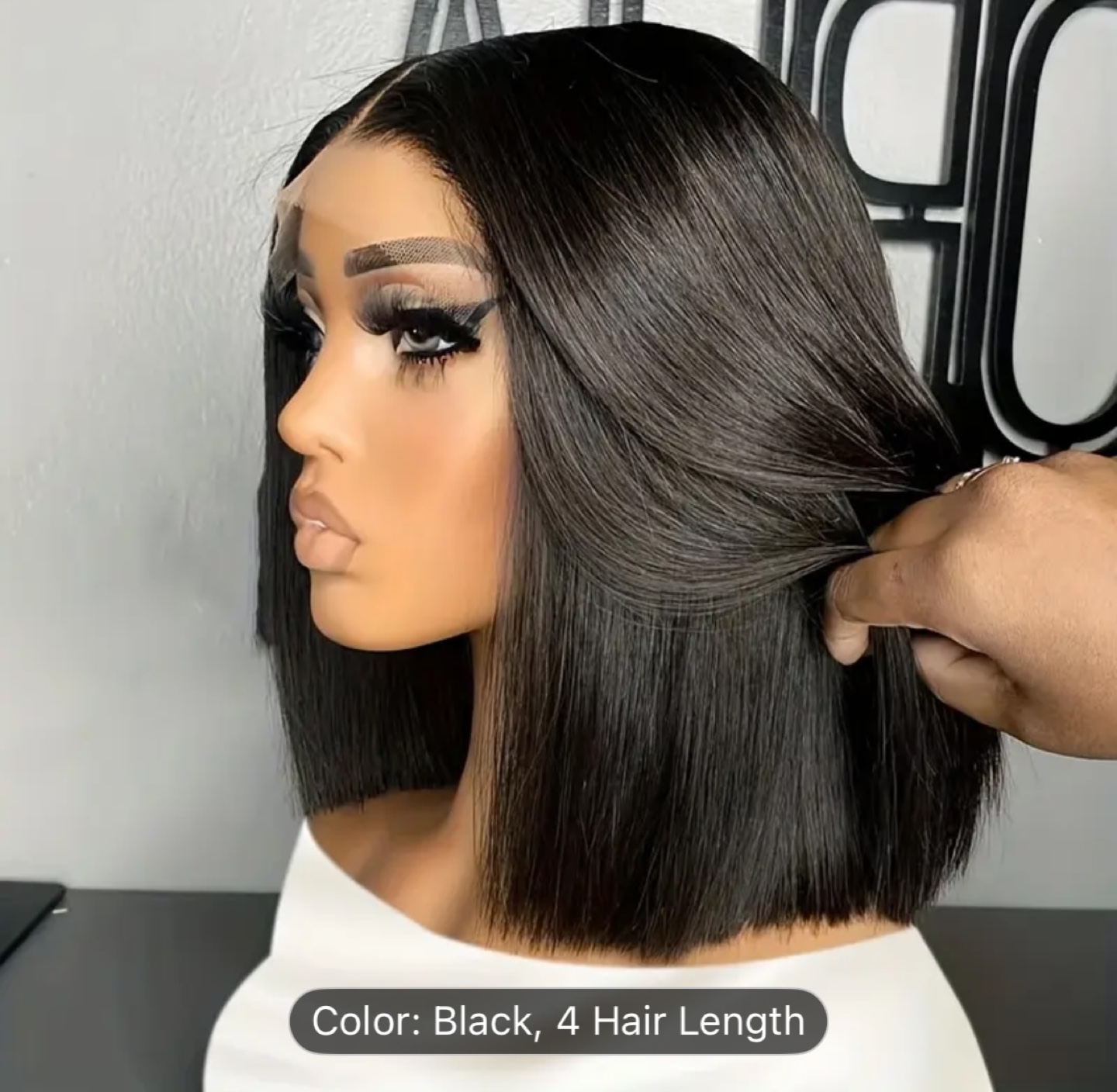 Black 14 inch Bob Lace Front Wig - Pre-Plucked Natural Hairline - photo 2