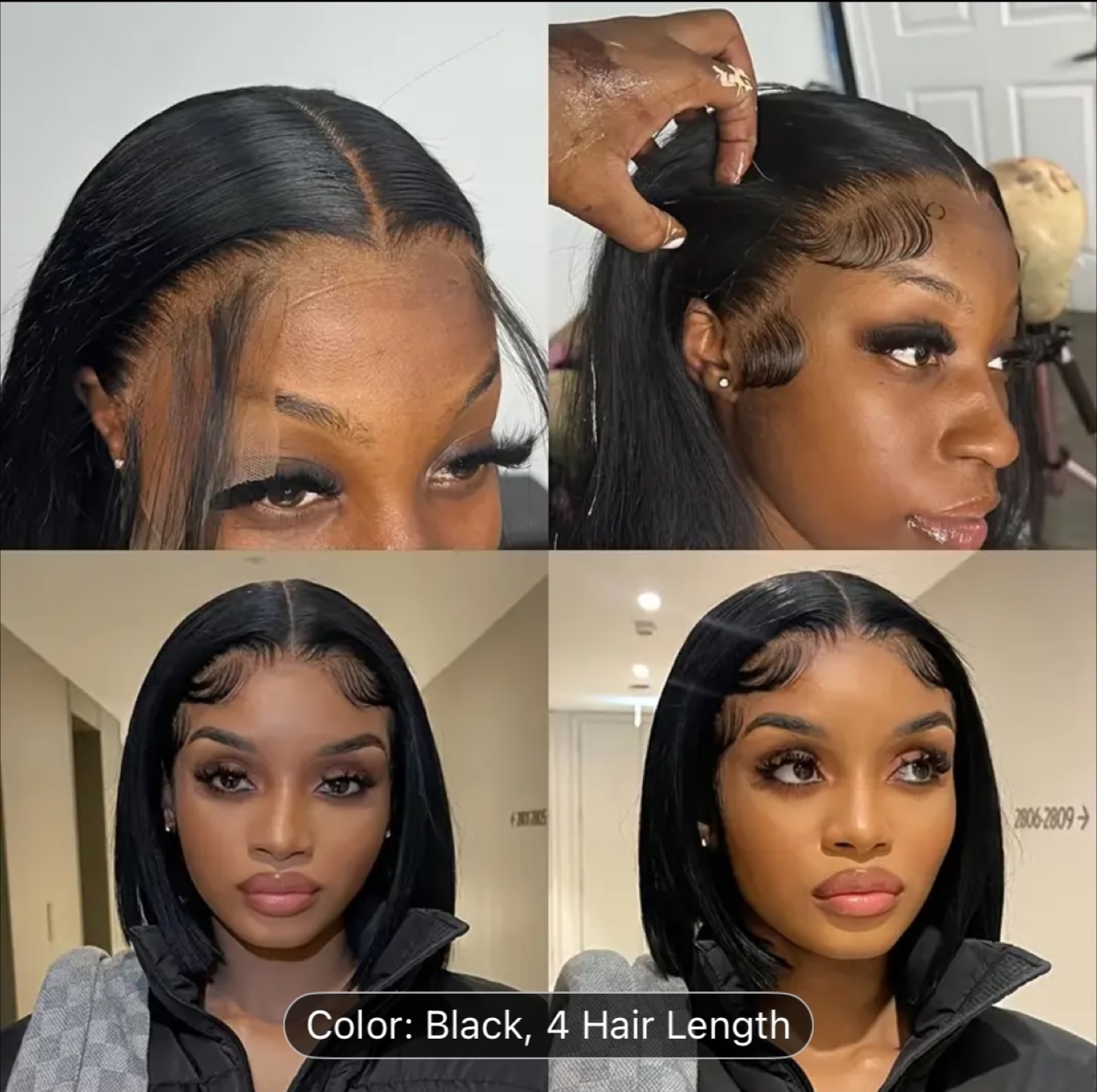 Black 14 inch Bob Lace Front Wig - Pre-Plucked Natural Hairline - photo 3