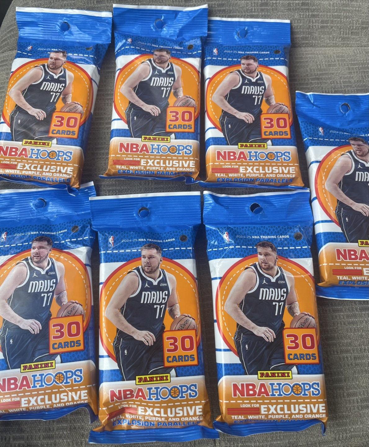 7 Packs of 2024-25 Panini NBA Hoops Exclusive Trading Cards