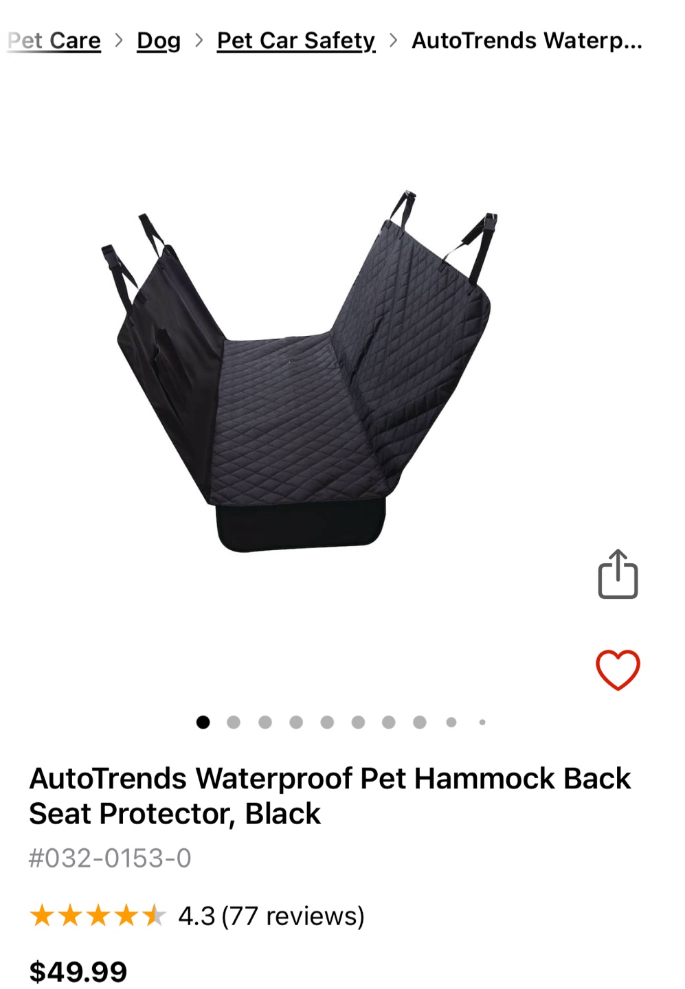 Waterproof Pet Hammock Back Seat Protector, Black - photo 3