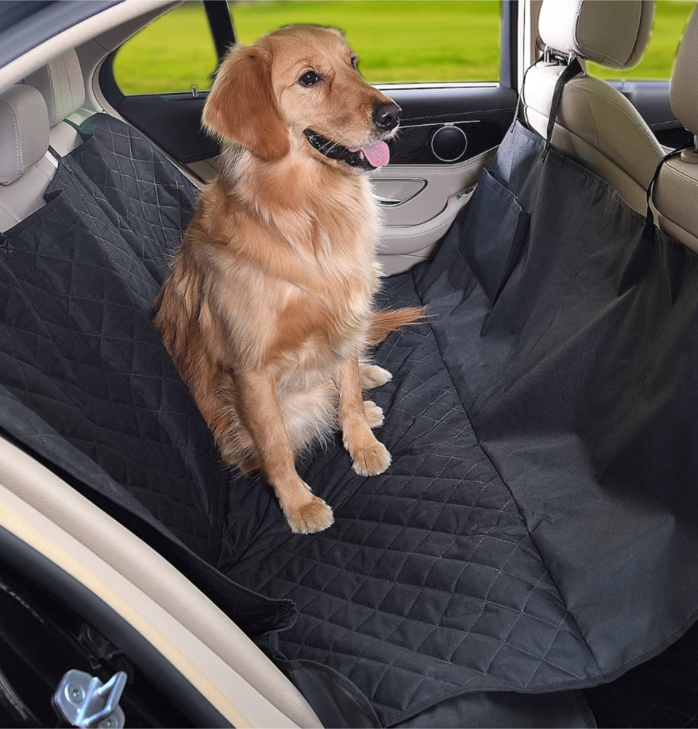 Waterproof Pet Hammock Back Seat Protector, Black