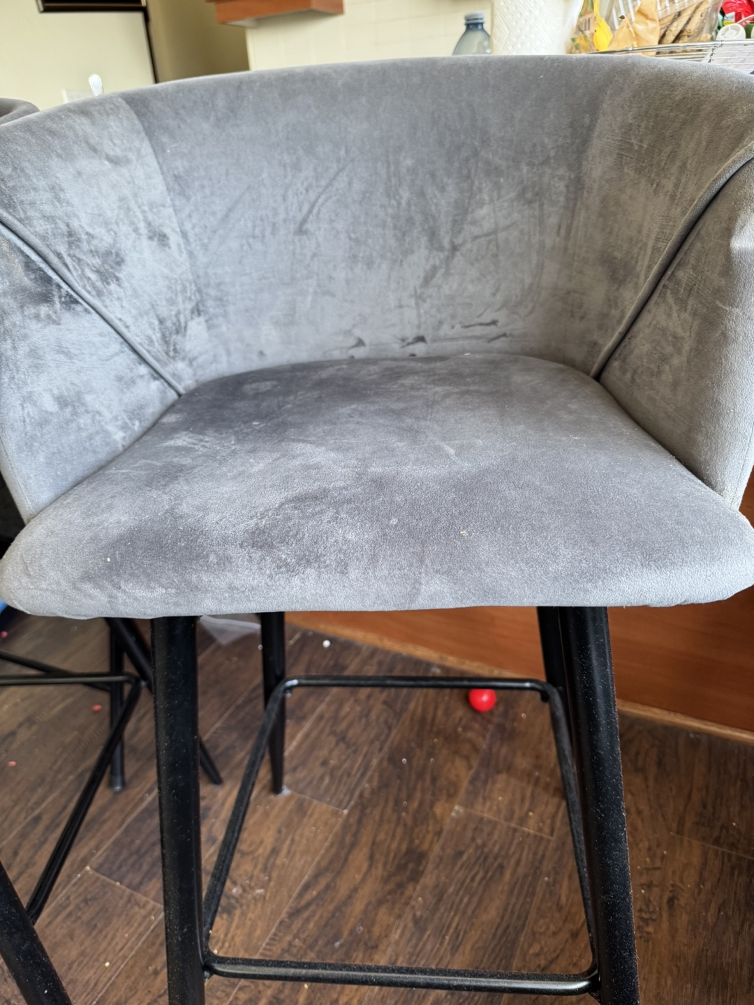 Grey Velvet Bar Stools - Set of Two - photo 2