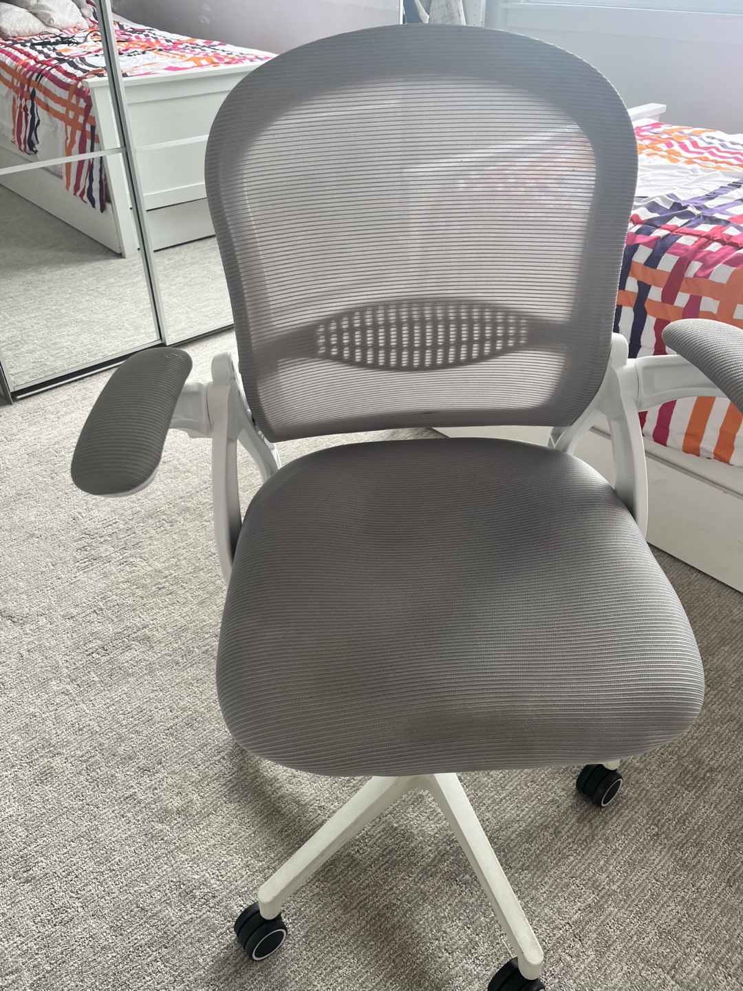 Grey Mesh Office Chair with Adjustable Arms