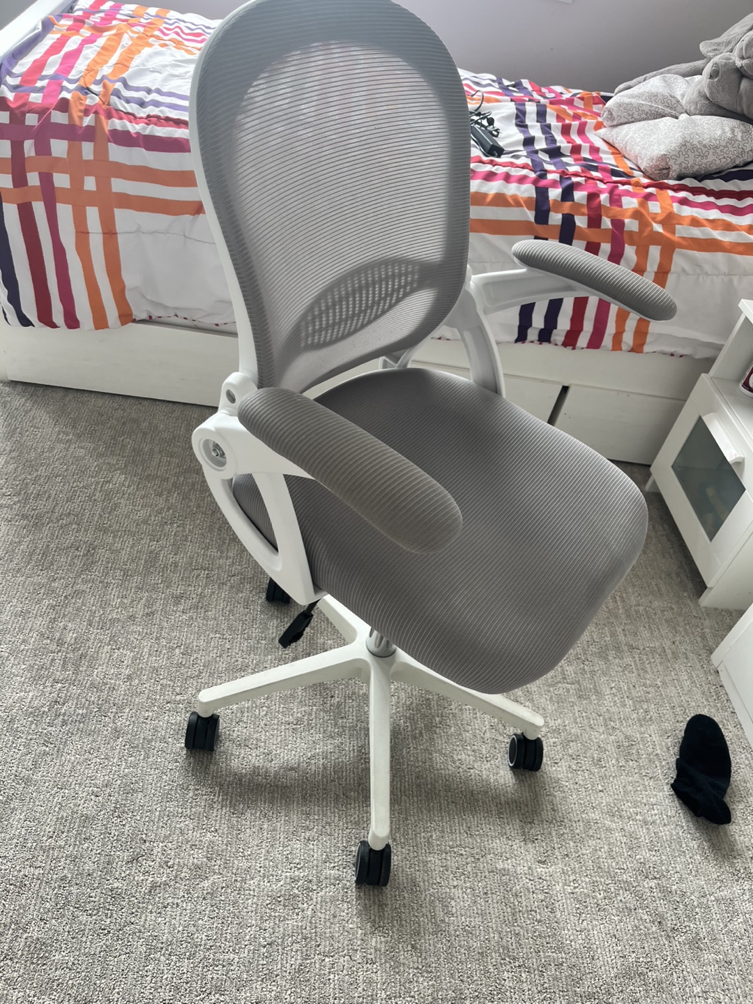 Grey Mesh Office Chair with Adjustable Arms - photo 2