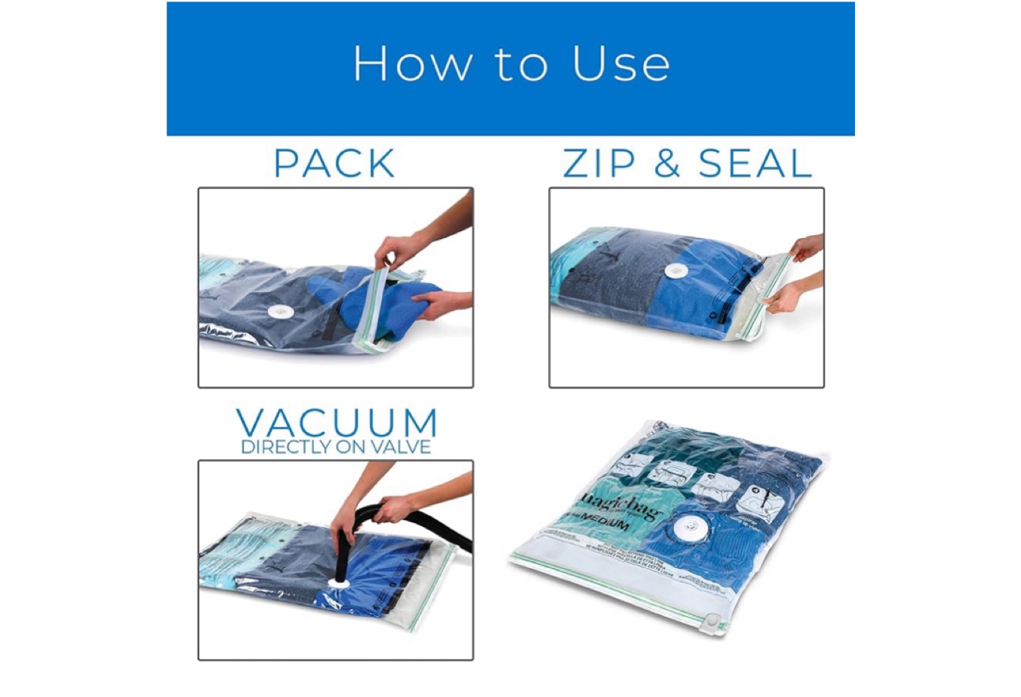 Brand New MagicBag 15-Piece Combo Flat Vacuum Storage Bags - photo 4