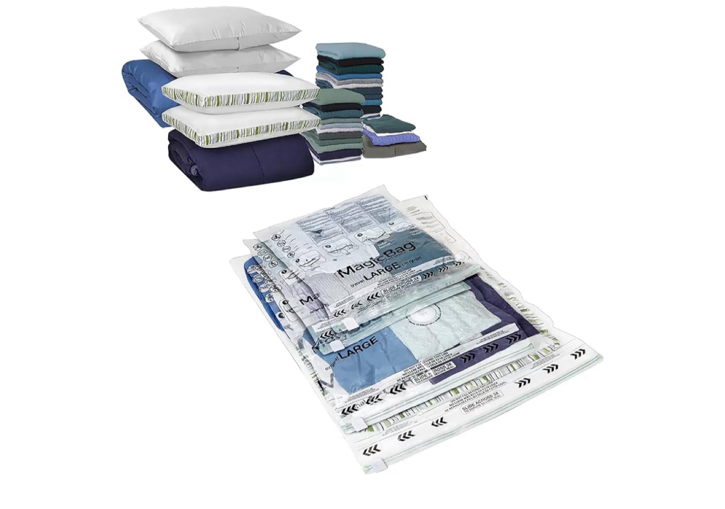 Brand New MagicBag 15-Piece Combo Flat Vacuum Storage Bags - photo 2