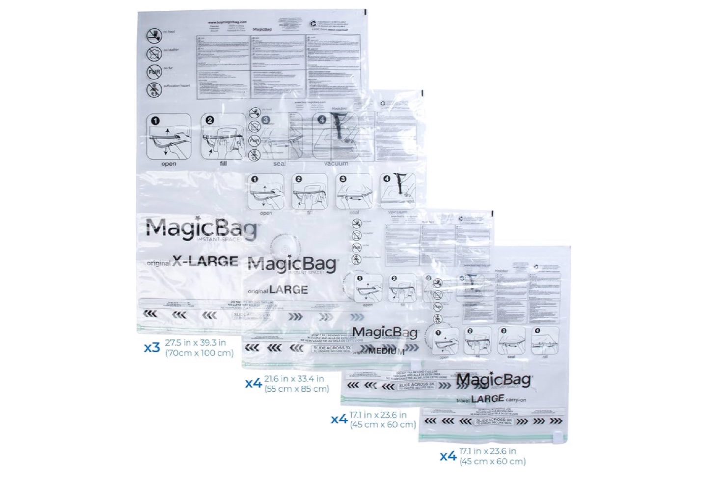 Brand New MagicBag 15-Piece Combo Flat Vacuum Storage Bags - photo 3