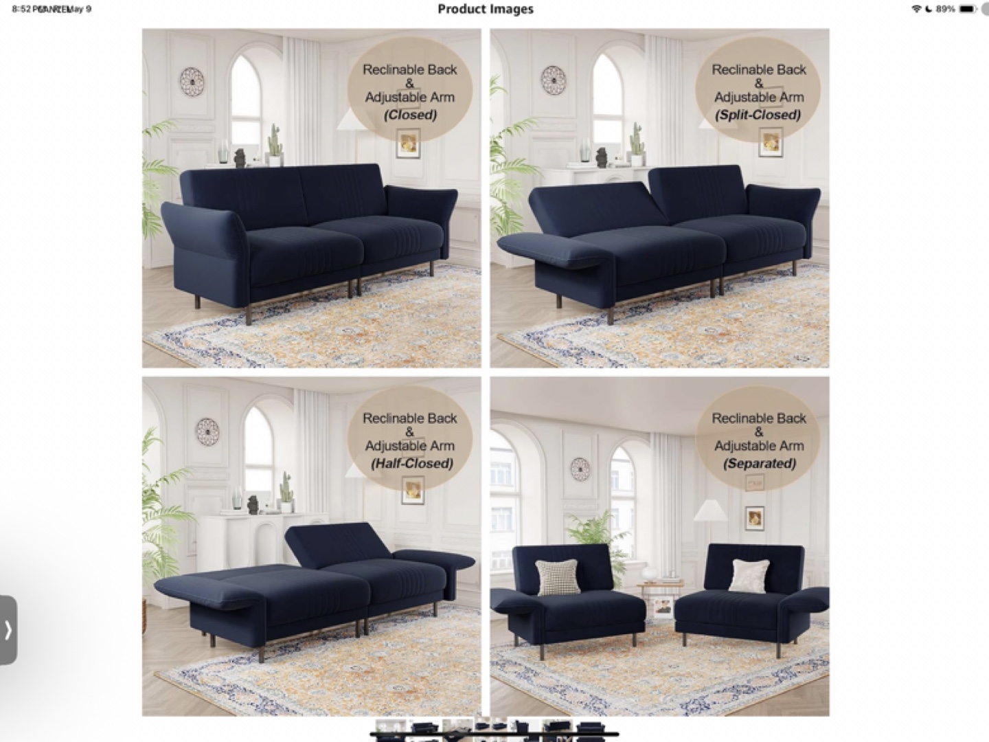MOVING. MUST GO. Belffin Velvet Futon Sofa - photo 3