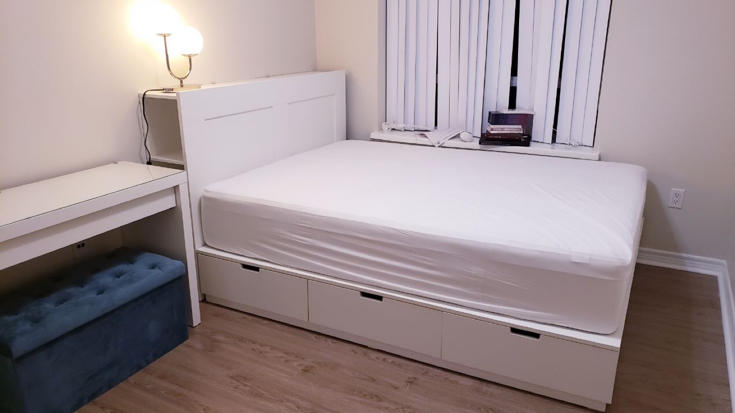 IKEA MALM White Queen Bed Frame with Storage and mattress