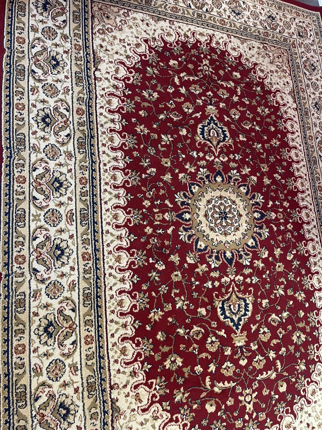 Red and Beige Oriental-Style Rug
