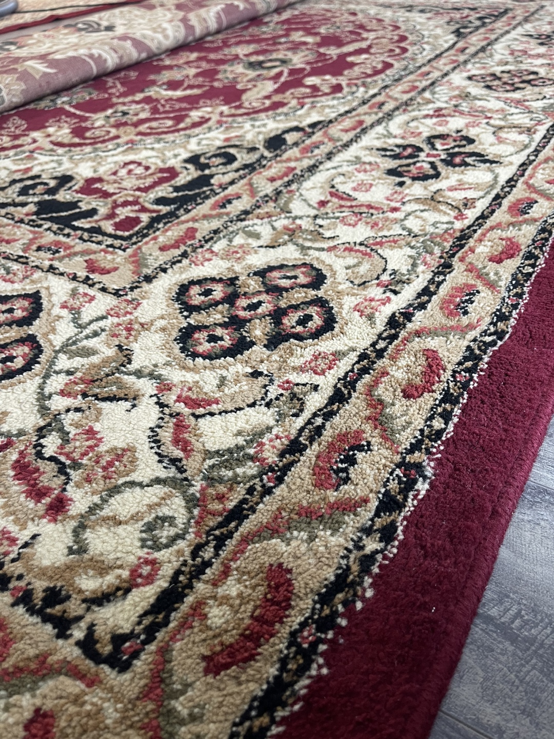 Elegant Red and Beige Area Rug