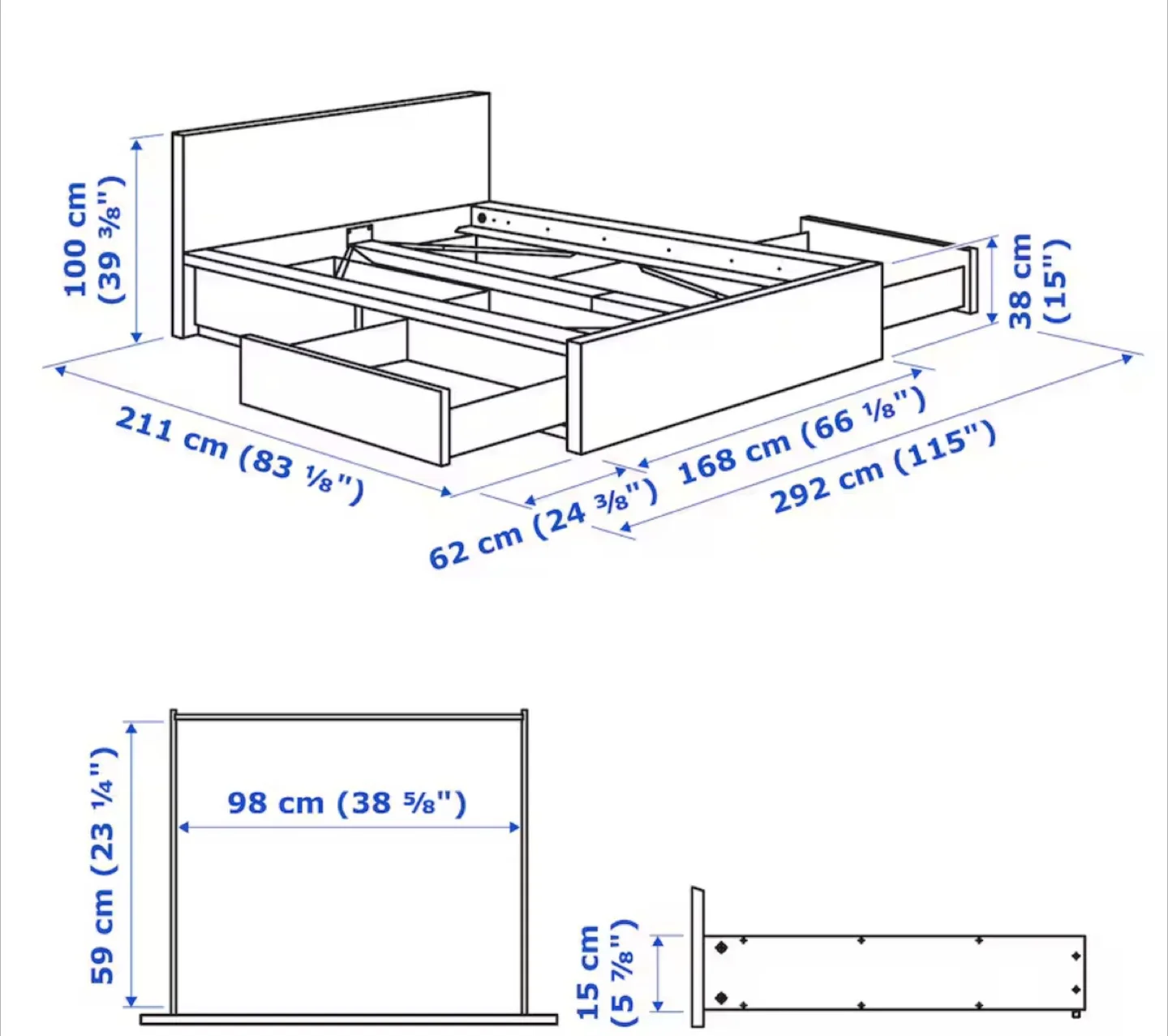 IKEA MALM Queen Bed Frame with Storage image indicator(2)