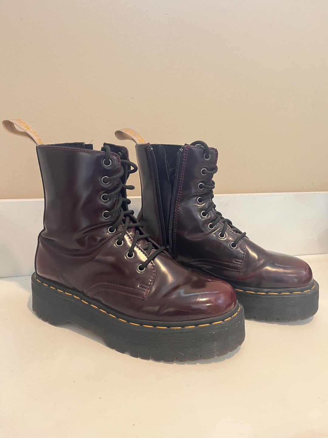 Dr. Martens Vegan Jadon Platform Boots - Burgundy