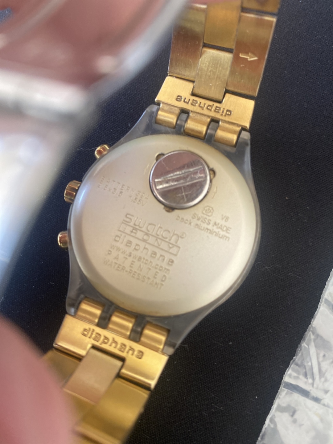 Swatch Diaphane Gold Chronograph Watch with Extra Links - photo 3
