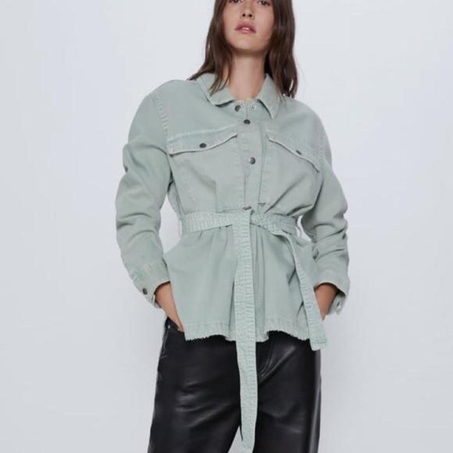 Zara Belted Denim Jacket - Size M