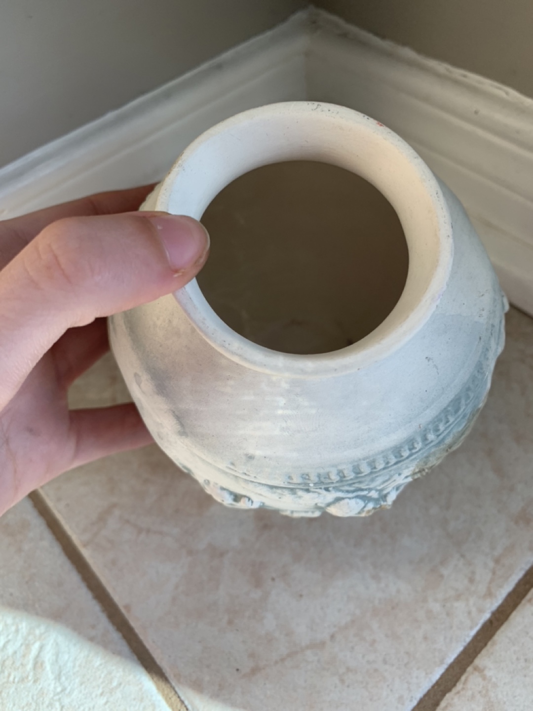 Vintage Ceramic Vase with Cherubs and Floral Design - photo 2