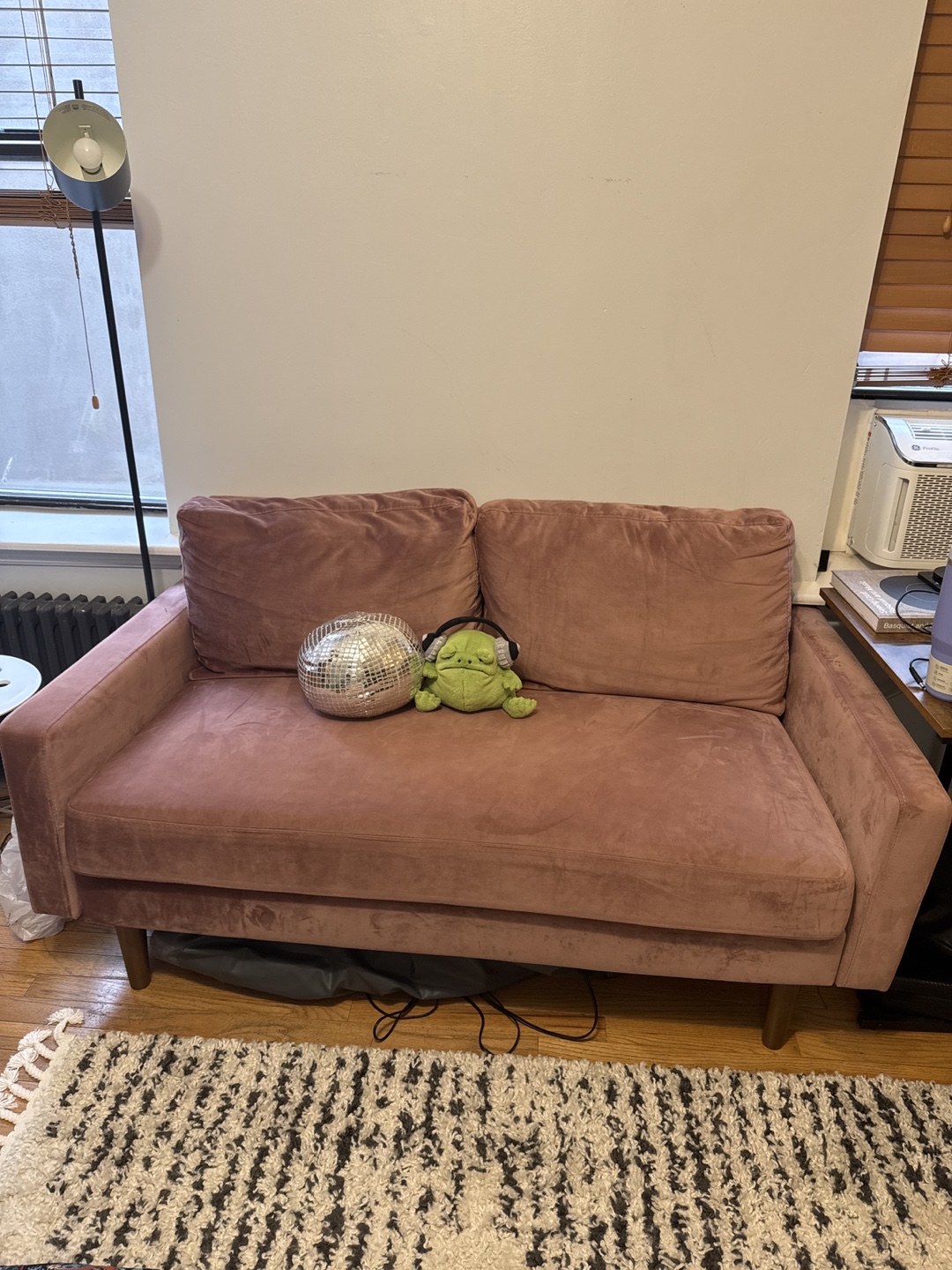 Dusty Rose Velvet Loveseat