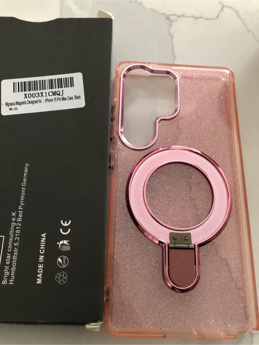 🏒iPhone 15 Pro Max Case - Pink Glitter (Missing Ring) image indicator(2)