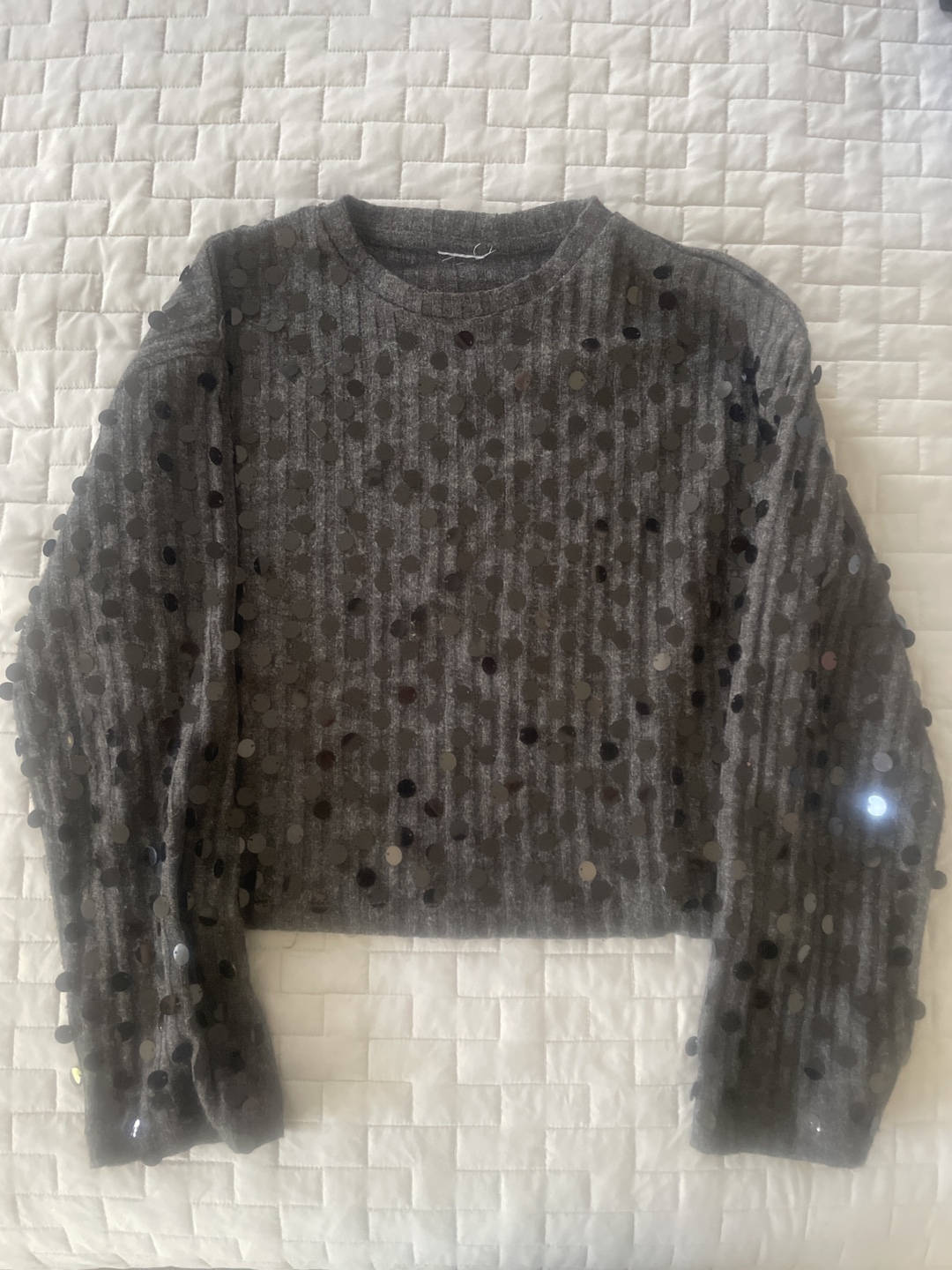 Sequin Detail Grey Sweater