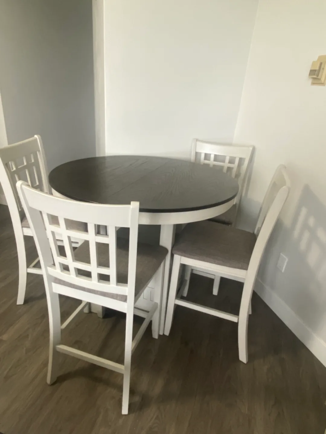 White and dark brown kitchen table set thumbnail