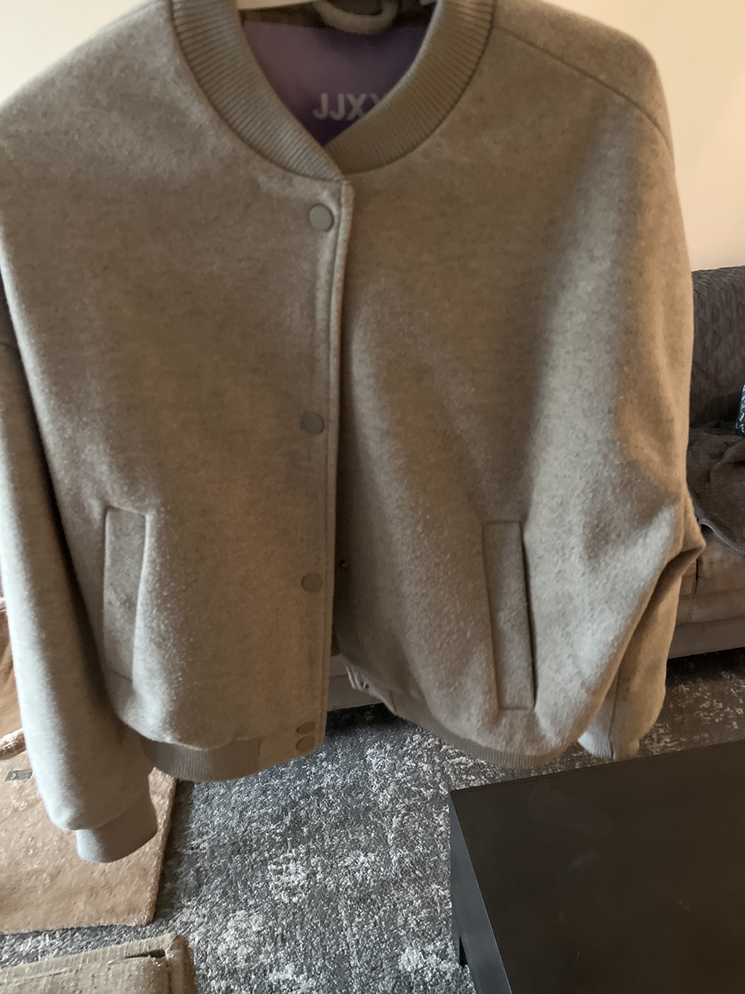 JJYX Grey Wool Blend Bomber Jacket