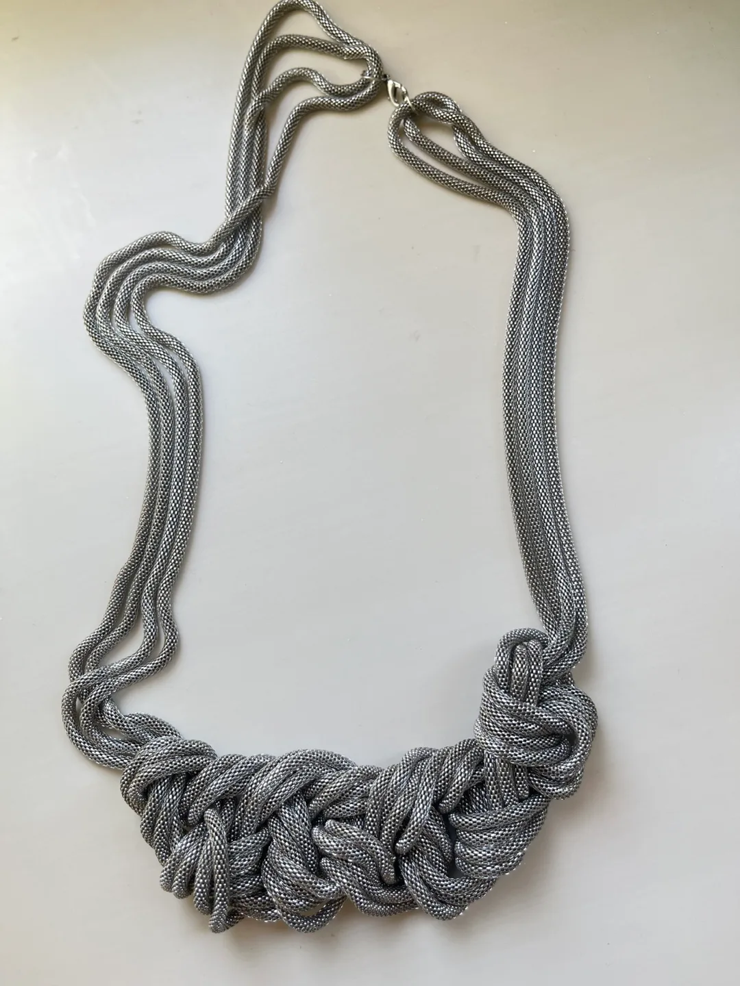 Silver color Multi-Strand Knotted Necklace thumbnail