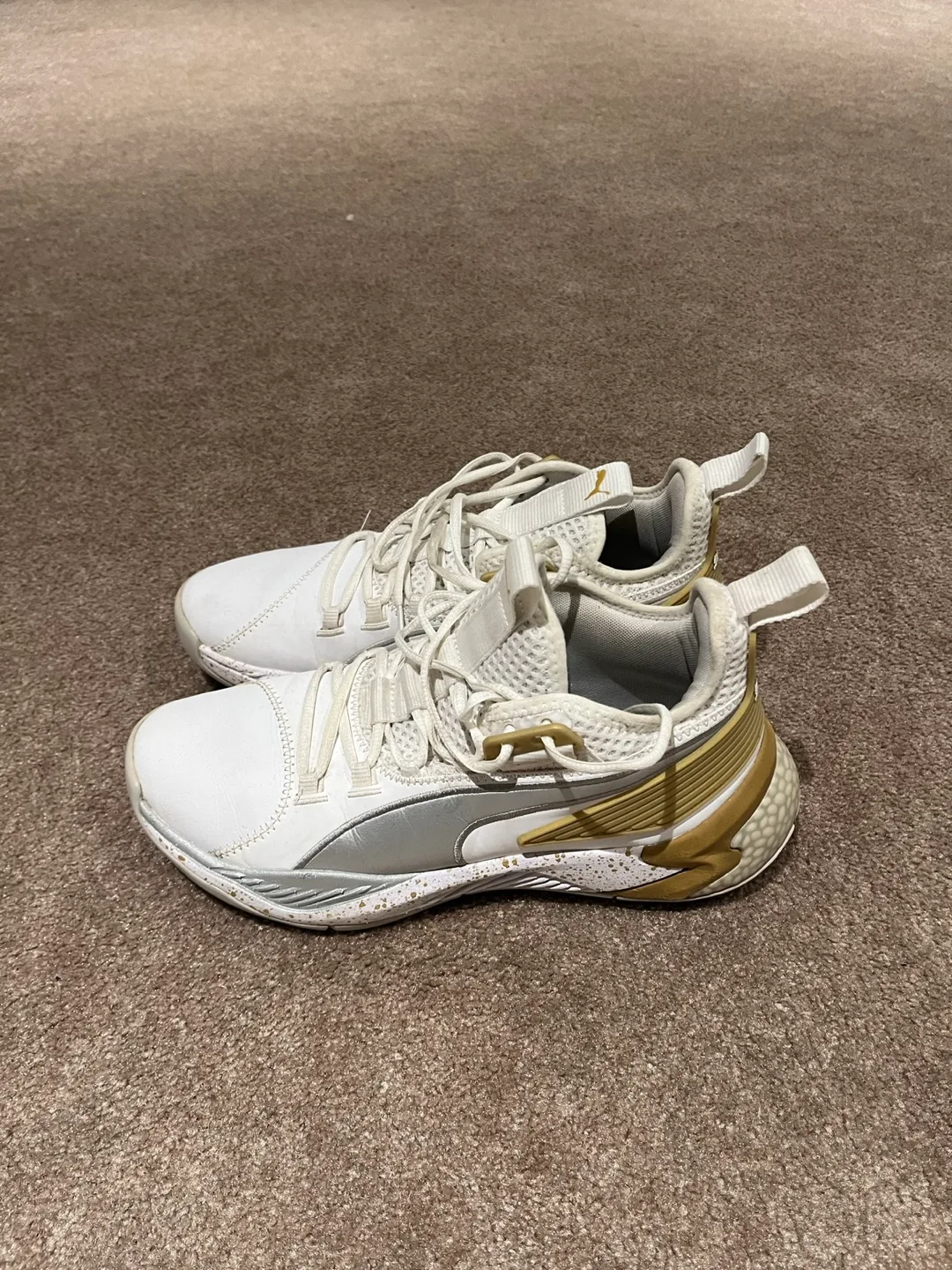 Puma Women's White and Gold Sneakers image indicator(2)