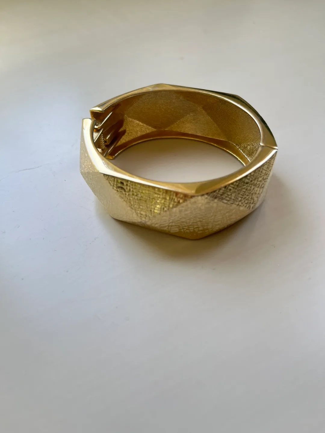 Gold tone Geometric Hinged Cuff Bracelet thumbnail