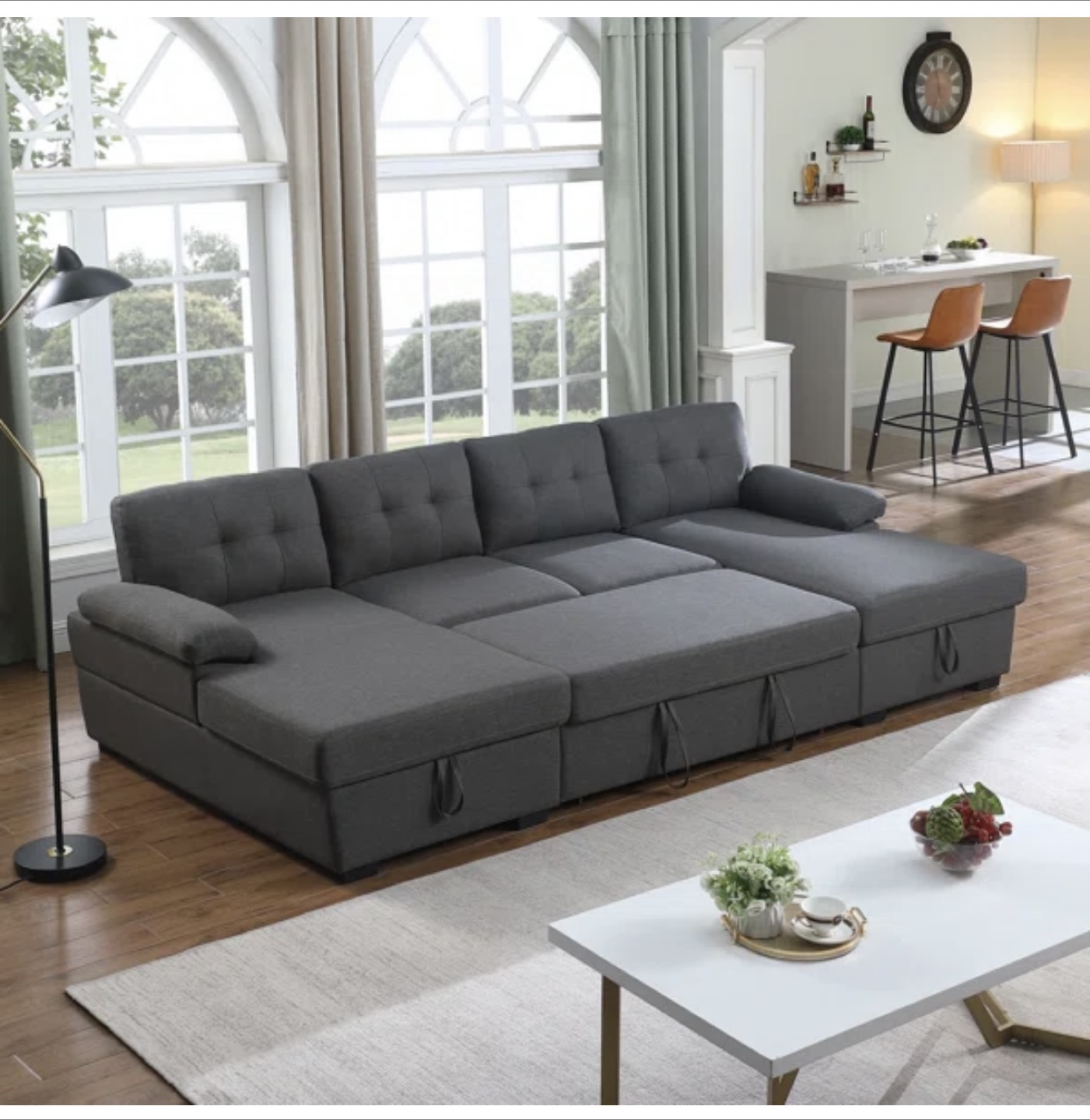 Allan 120" Sectional Sofa Sleeper Bed with Storage Chaise - photo 3