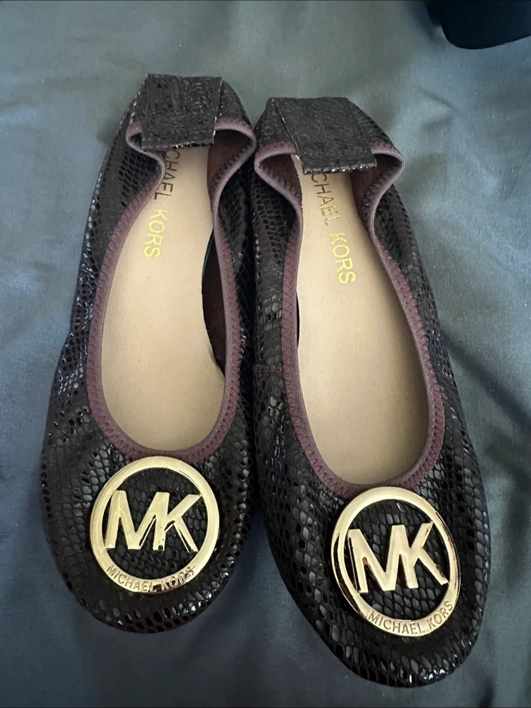 Michael Kors Brown Snakeskin Flats thumbnail