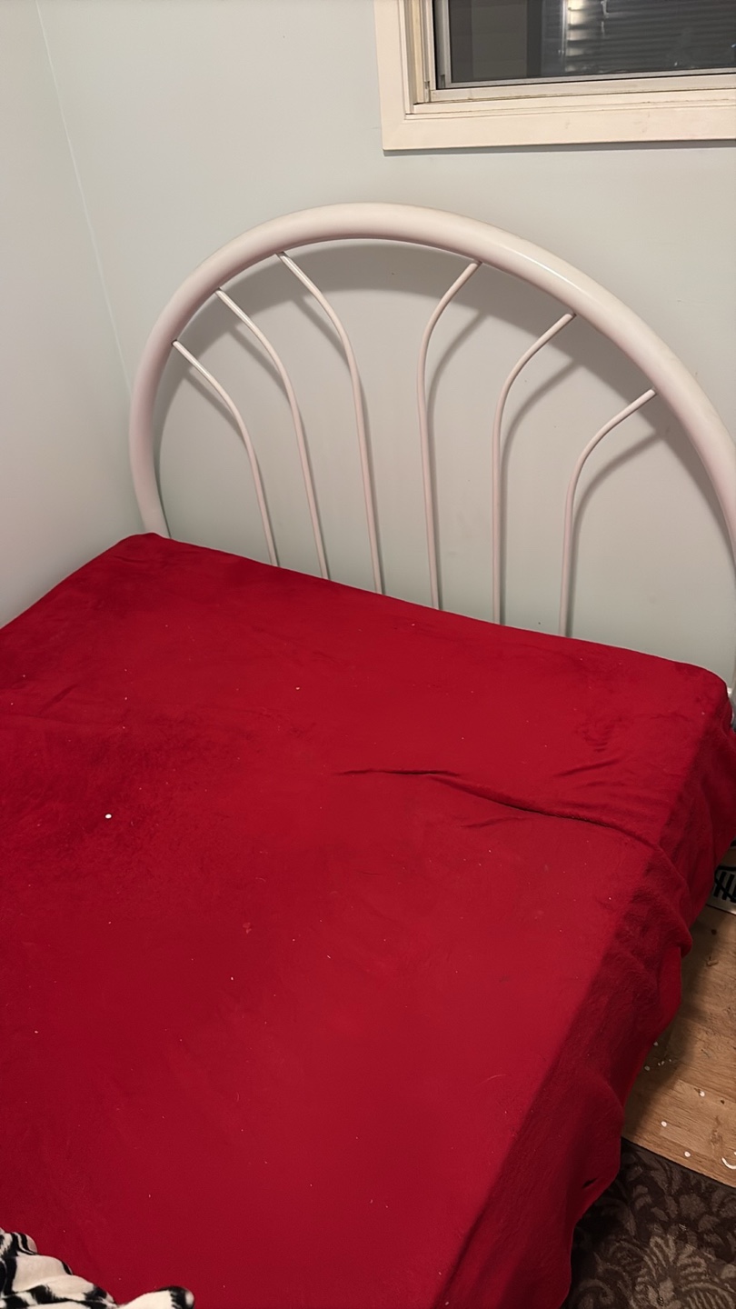 Vintage White Metal Double -Queen Bed Frame