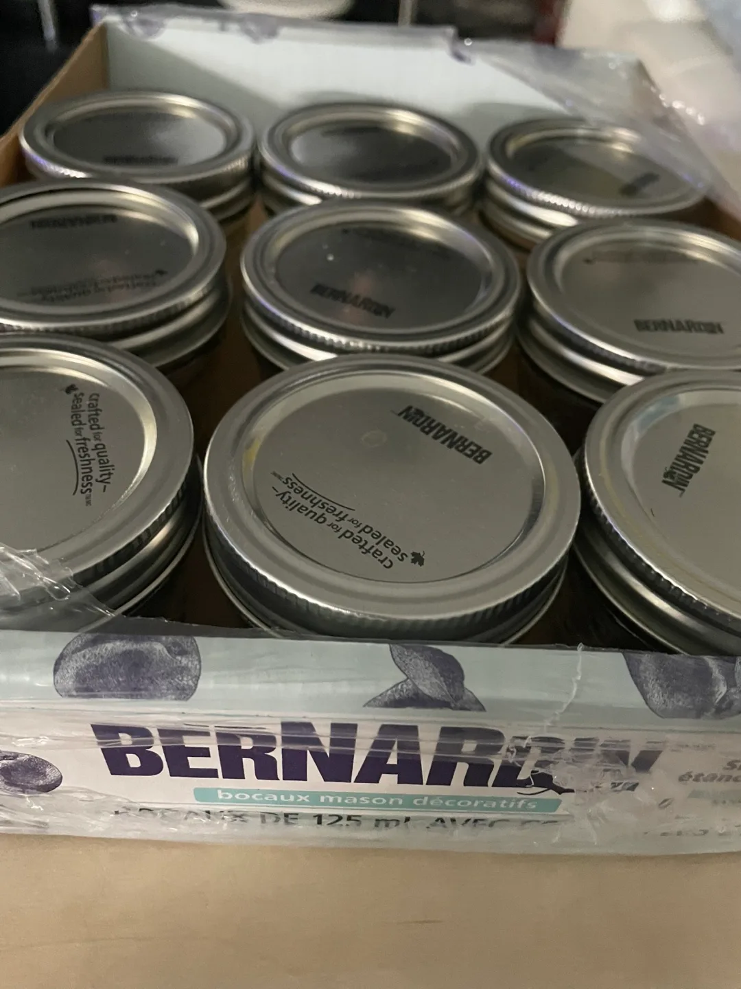 9 pcs Bernardin 125 ml Decorative Mason Jars with Lids and Bands thumbnail