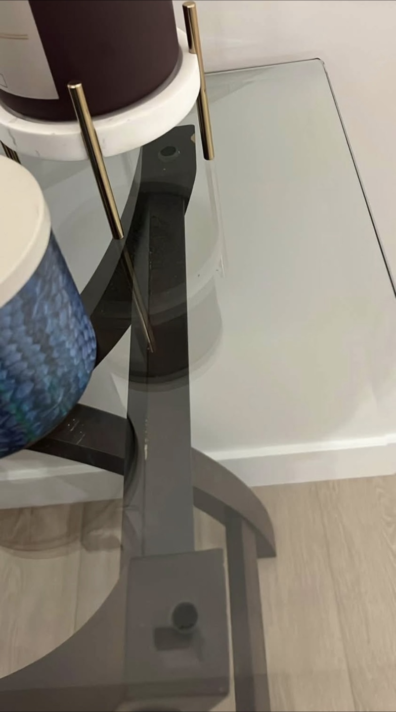 Glass Top Console Table with Dark Wood Frame - photo 4