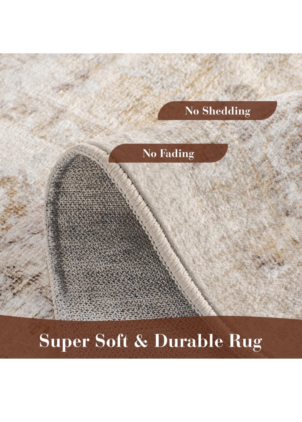 6X9 Beige Area Rug, Machine Washable, Non-Shedding - photo 4