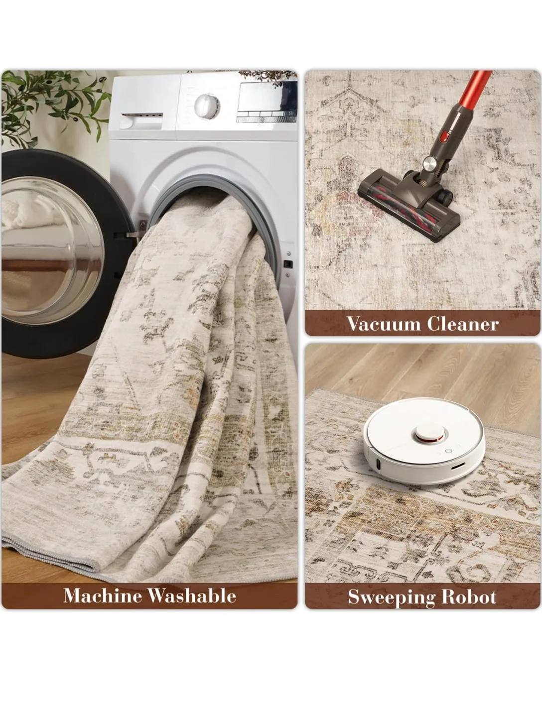 6X9 Beige Area Rug, Machine Washable, Non-Shedding image indicator(5)