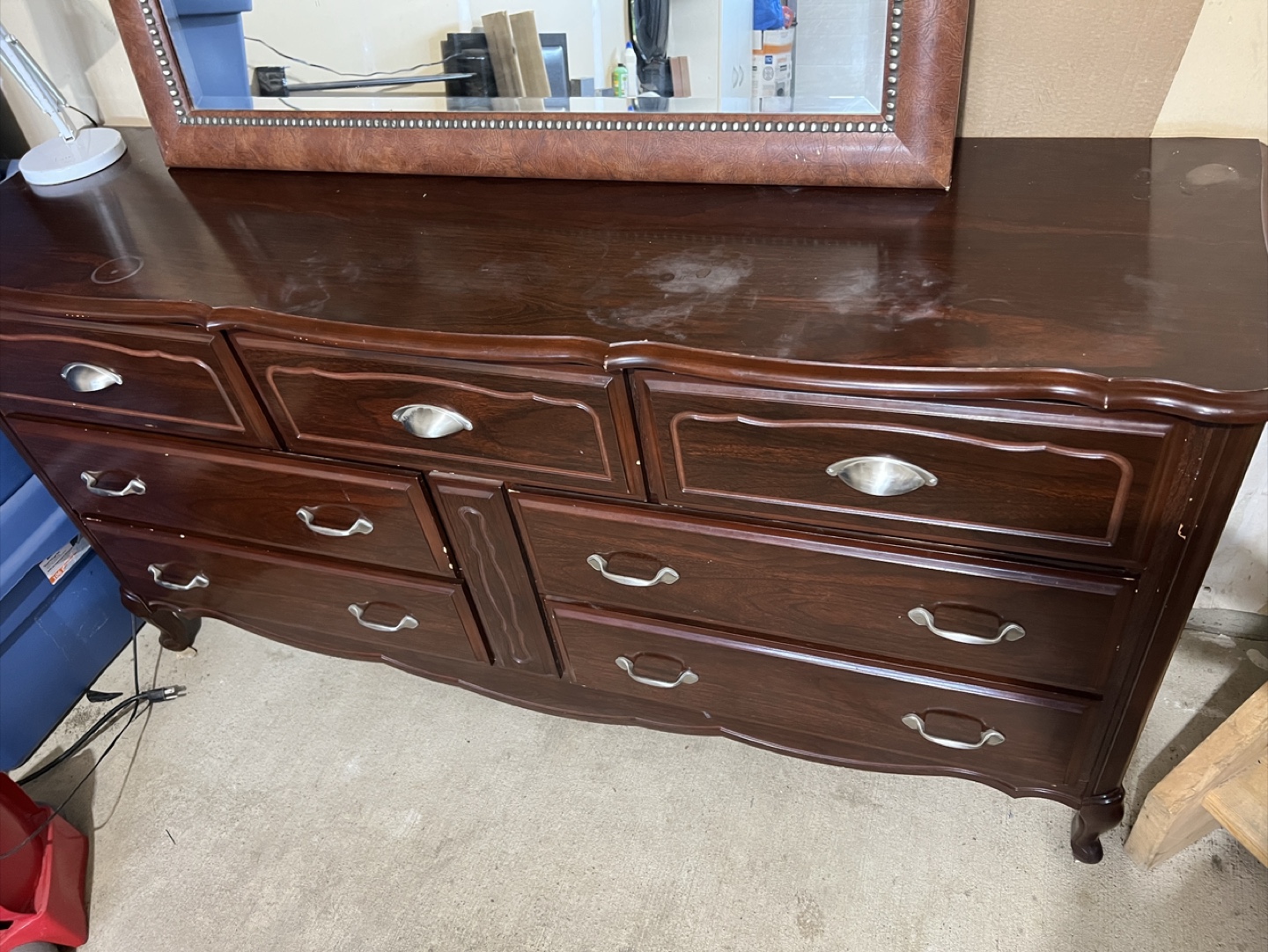 Dark Solid Wood Dresser with Mirror - photo 5