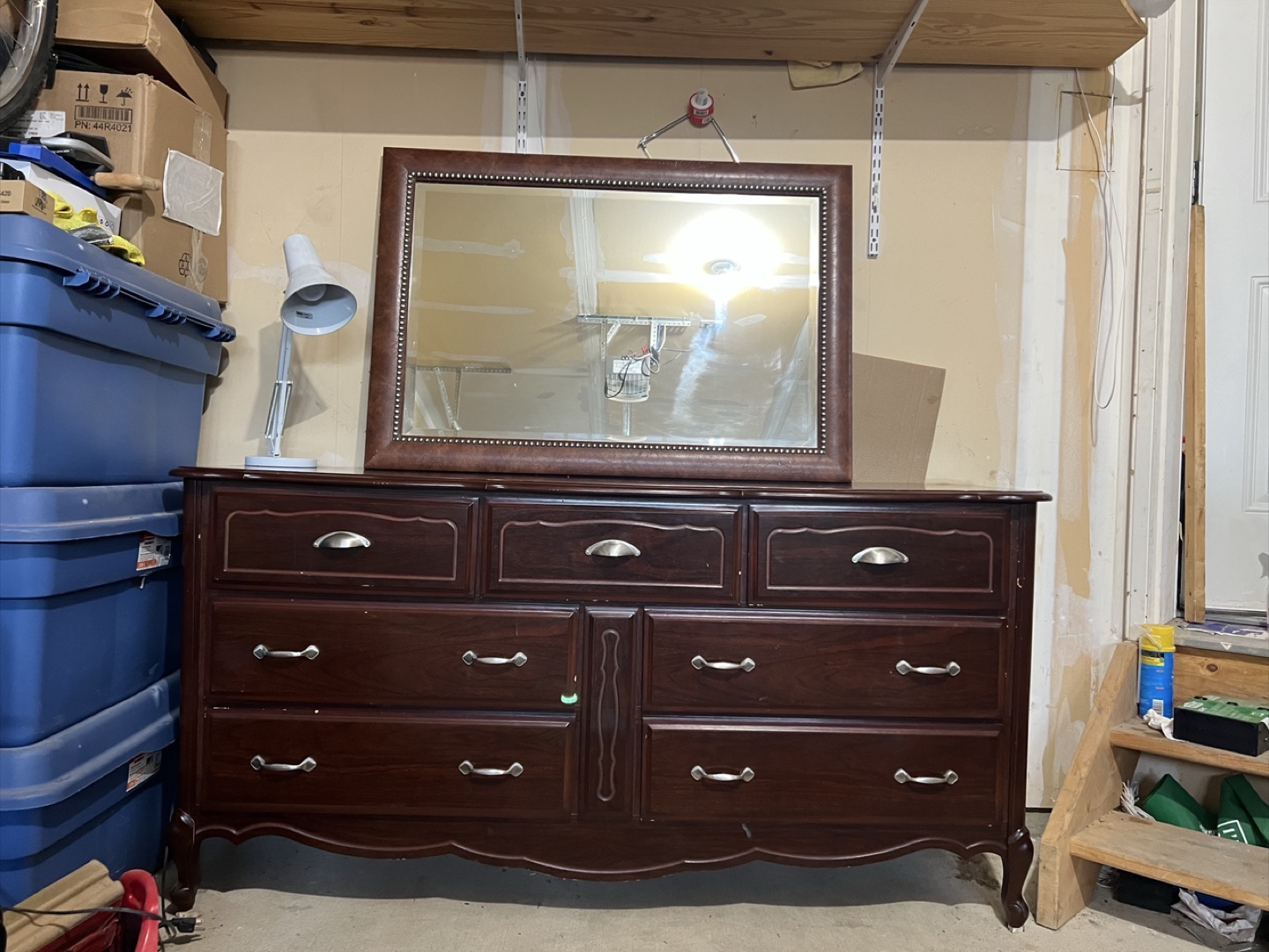 Dark Solid Wood Dresser with Mirror - photo 2