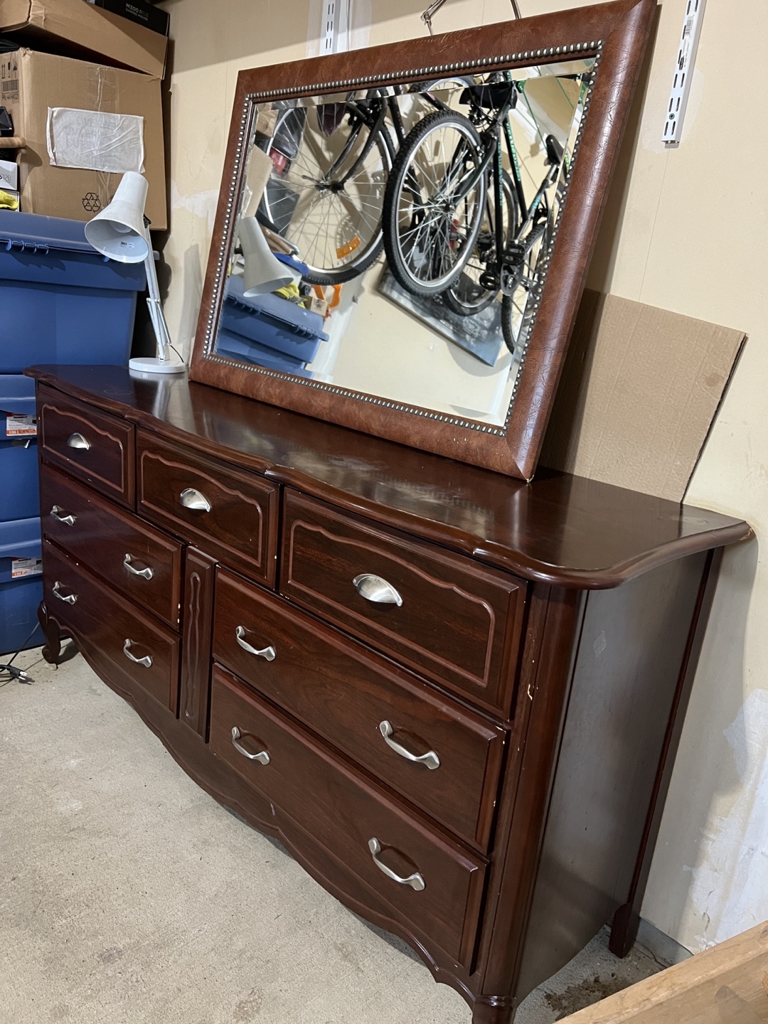 Dark Solid Wood Dresser with Mirror - photo 3