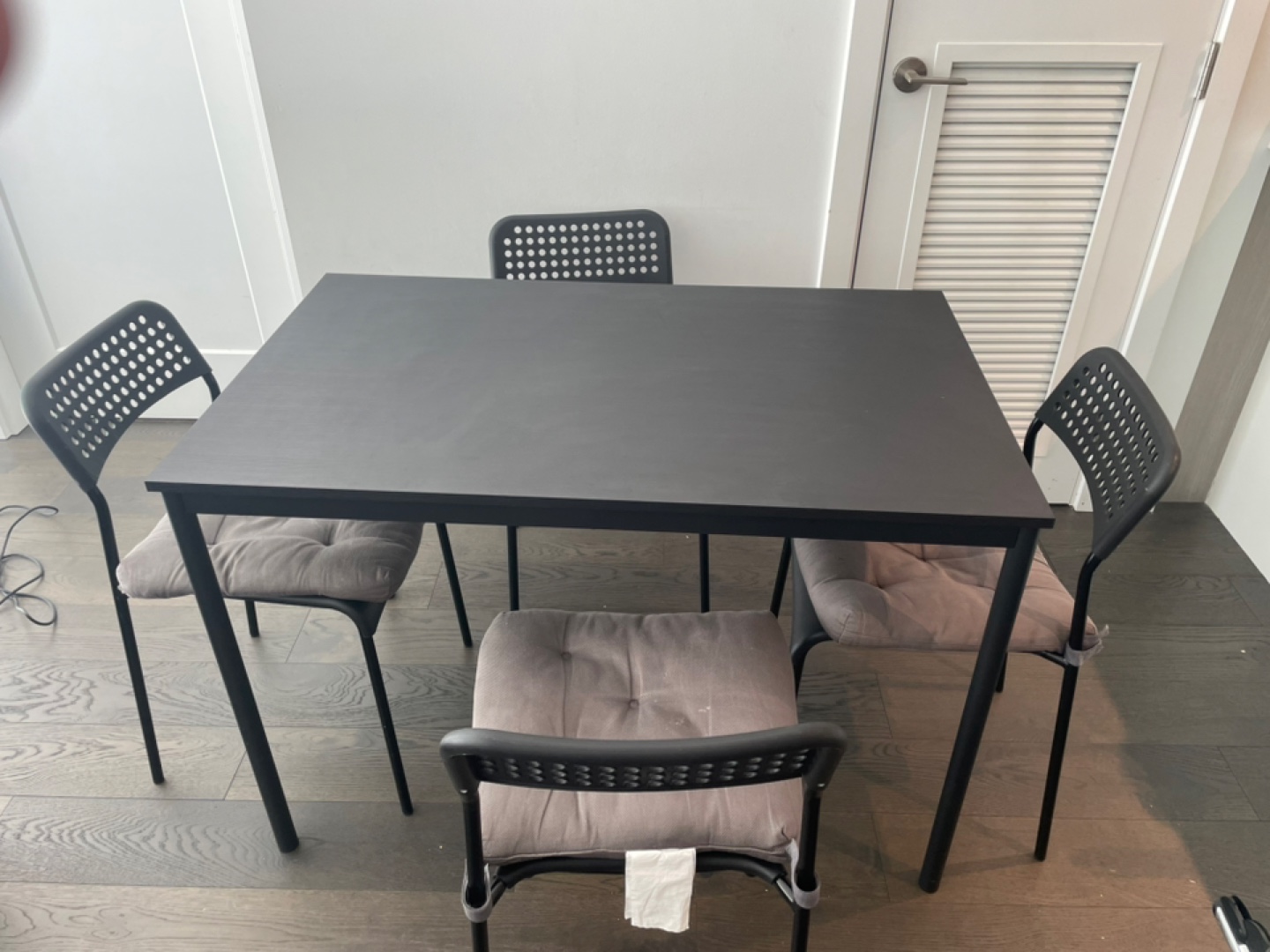 Black Dining Table and Four Chairs Set