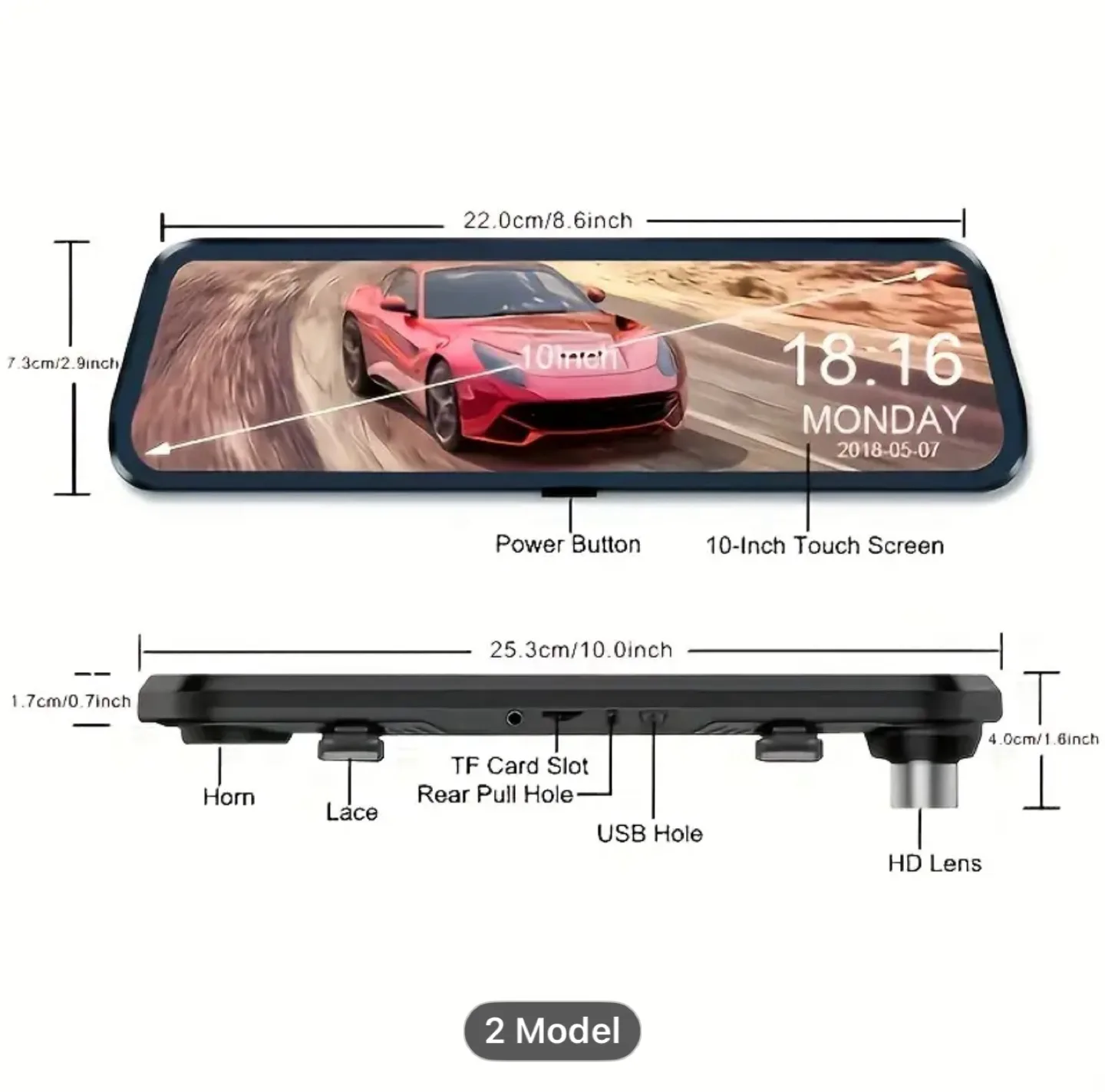 10-Inch Streaming Review Mirror DVR with Dual Lens thumbnail