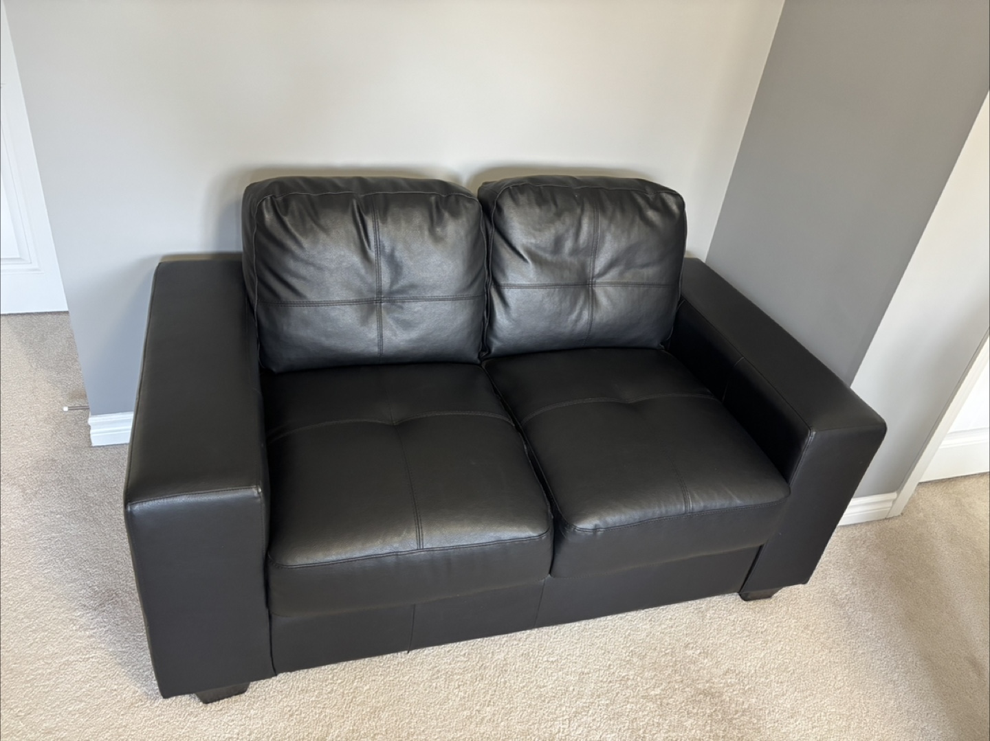 Black Leatherette Loveseat