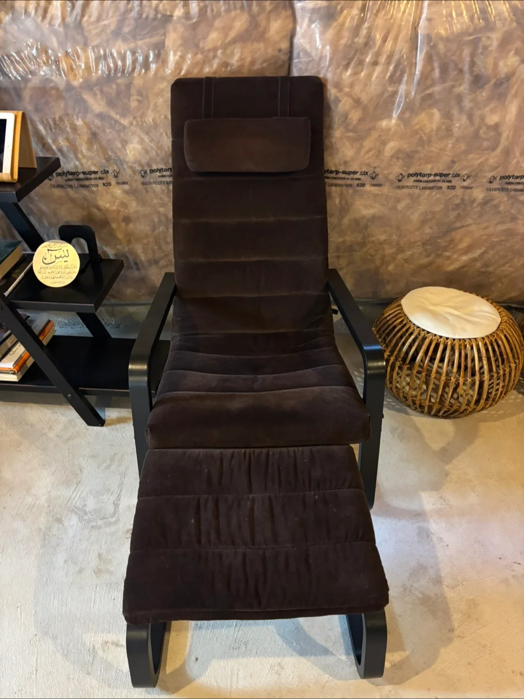 Brown Velvet Recliner with Ottoman thumbnail
