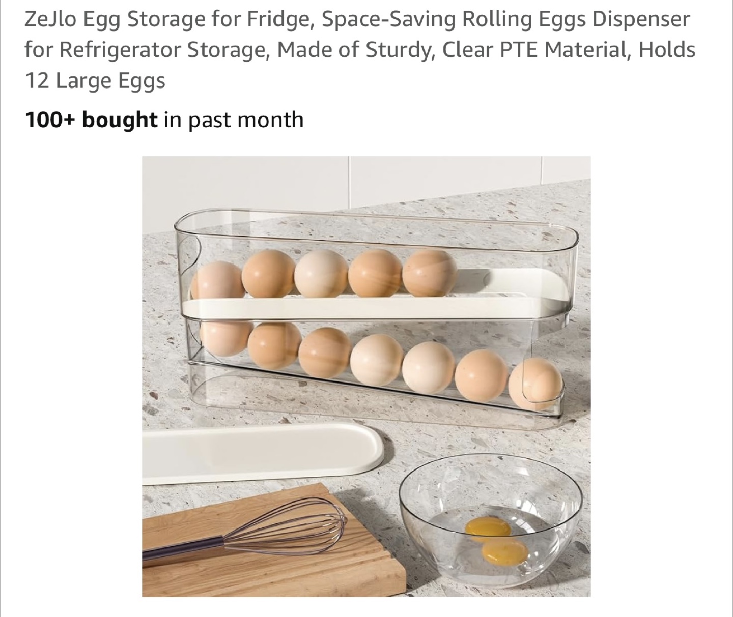 ZeJlo Egg Storage Container - Holds 12 Large Eggs