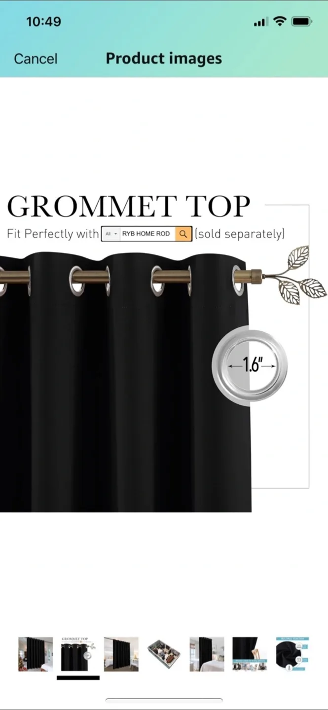 Black Grommet Top Room Divider Curtain Panel - 100W x 84L inch image indicator(5)