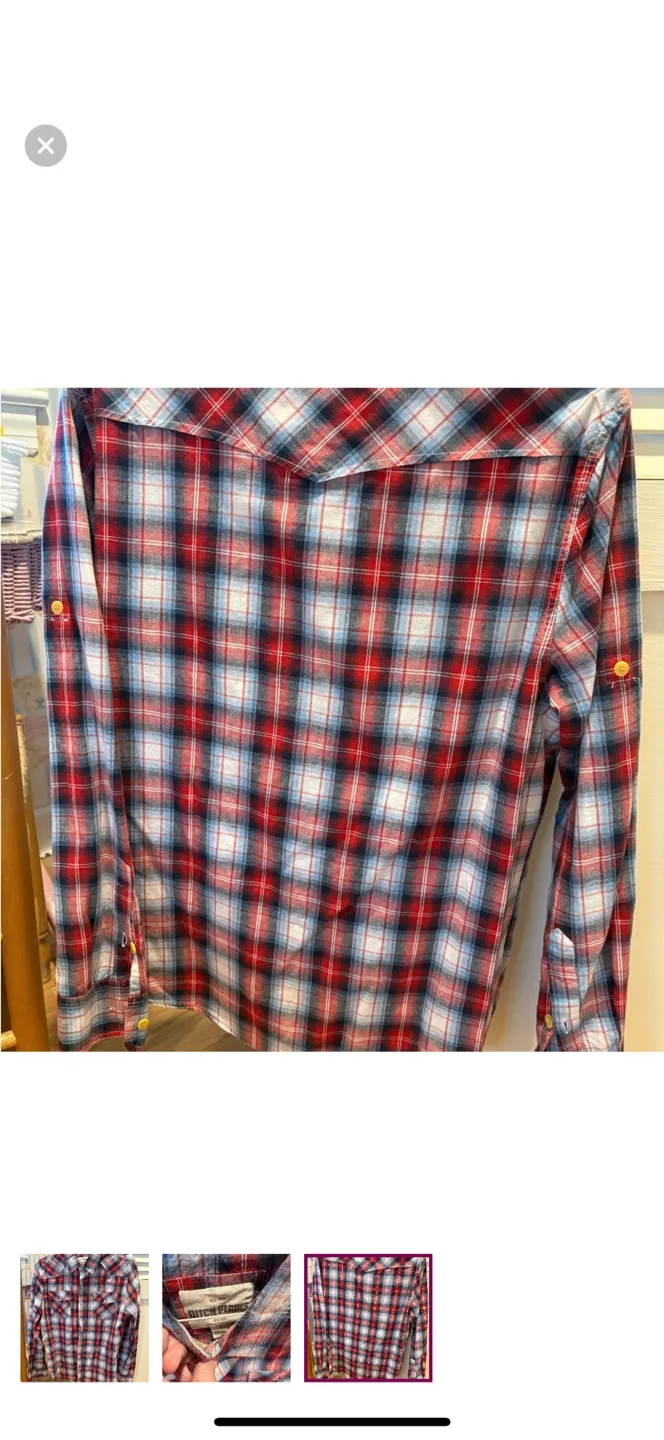 Men's Red Plaid Long Sleeve Button-Down Shirt image indicator(3)