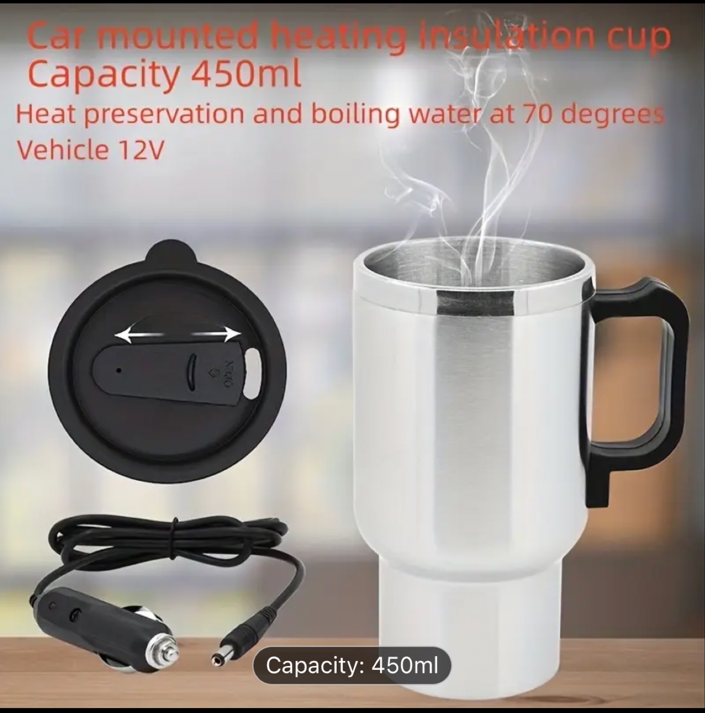 450ml Stainless Steel Car Mug Warmer - photo 2