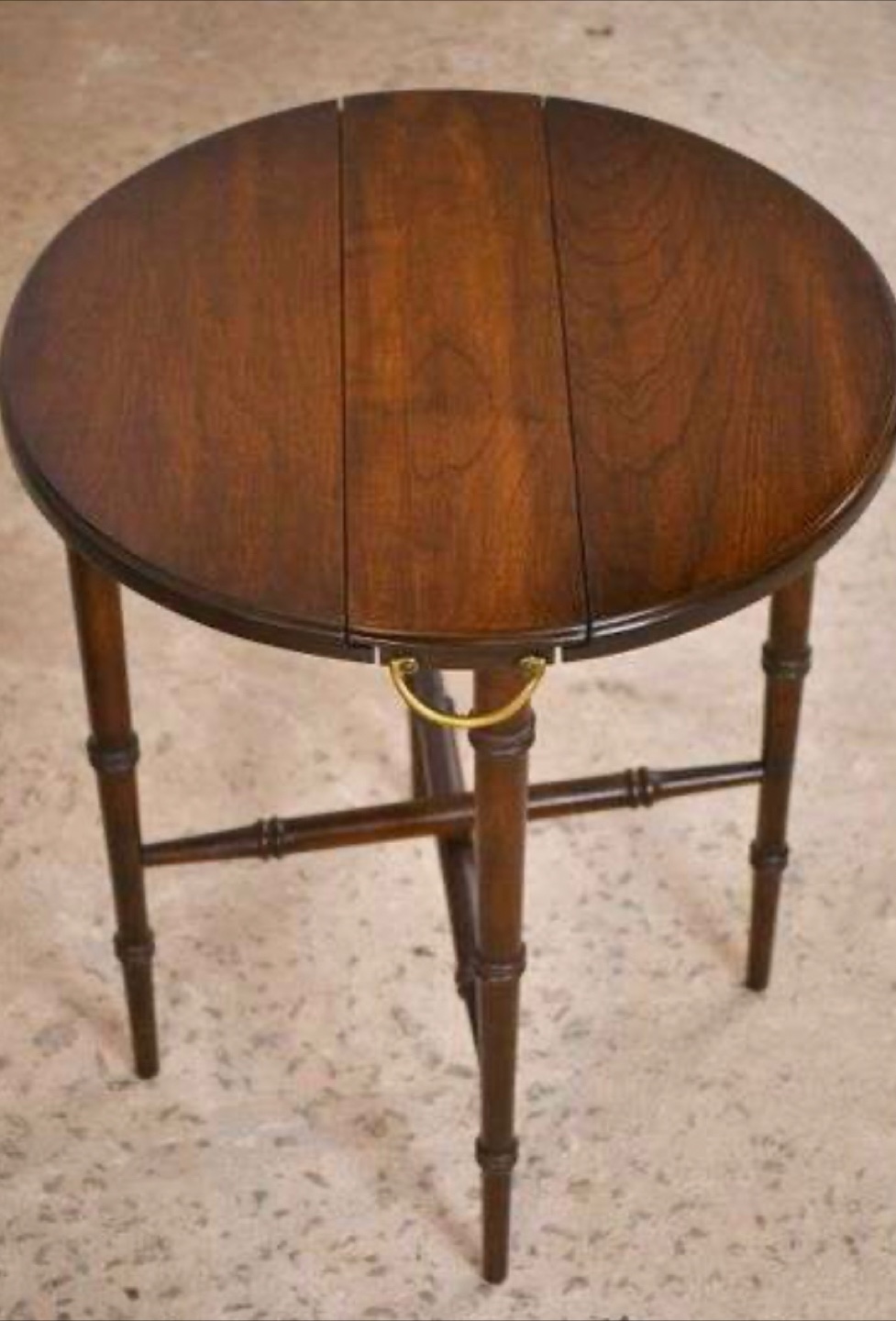 Antique Mahogany Round Drop-Leaf Table