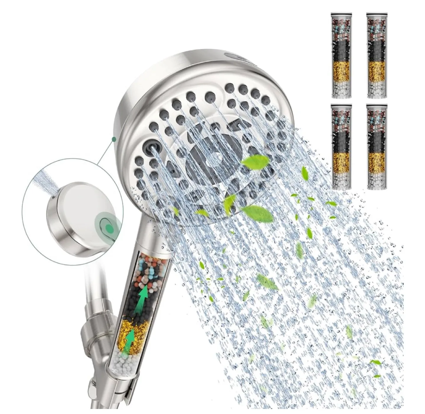 9-Setting Filtered Shower Head + 4 Filters 🏒 thumbnail