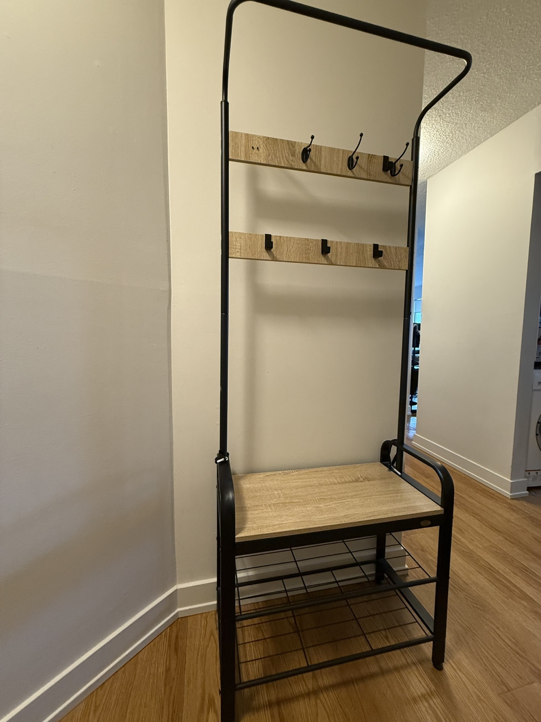 Hall Tree with Shoe Rack and Coat Hooks